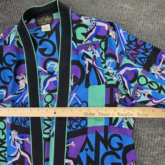 Bob Mackie Wearable Art Kimono Jacket Womens M Blue Silk Tango Dance Set - Picture 10 of 16